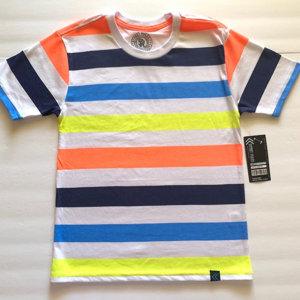 BOY'S PRINTED NEON STRIPED CREWS